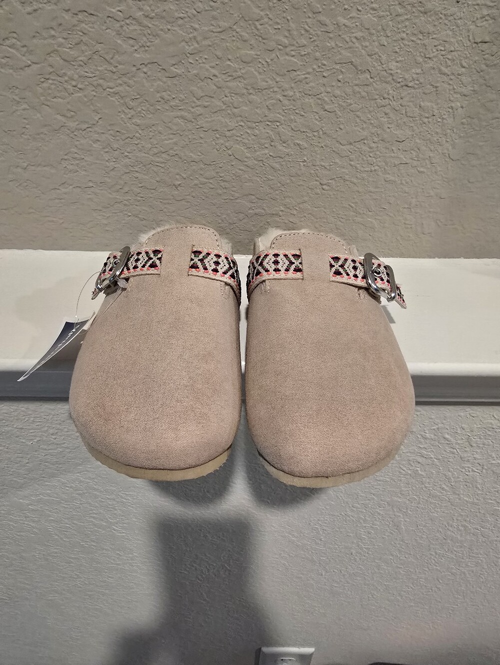Kids Suede Slip-On Clogs in Light Pink with Decorative Strap